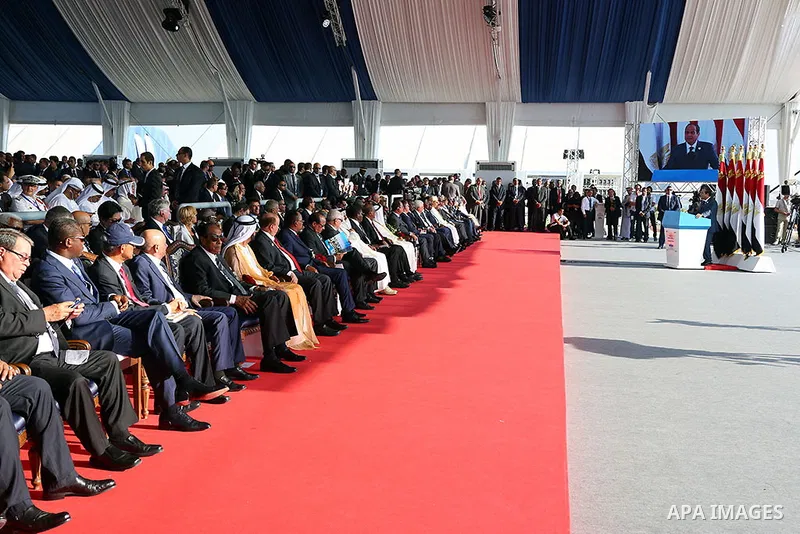 Egyptian President Abdel Fattah al-Sisi gives a speech during the inauguration ceremony of the new Suez Canal, in Ismailia, Egypt, August 6, 2015. Egypt staged a show of international support on Thursday as it inaugurate...