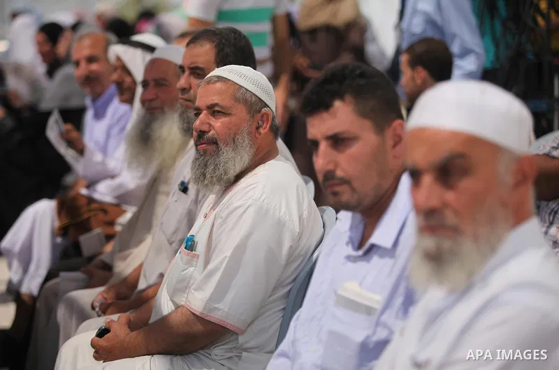 Palestinian members of the Legislative Council, take part in a protest against the United Nations Relief and Works Agency (UNRWA), decision to reduce of the services in Gaza city on August 12, 2015. The Deputy Commission...