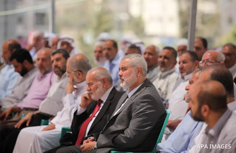 Senior Hamas leader Ismail Haniyeh, attends a protest against the United Nations Relief and Works Agency (UNRWA), decision to reduce of the services in Gaza city on August 12, 2015. The Deputy Commissioner-General Sandra...