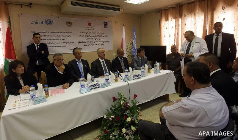 Palestinian Prime Minister Rami Hamdallah takes part in the opening of the Thabet Thabet Hospital in the West Bank city of Tulkarem on August 17, 2015. Photo by Prime Minister Office