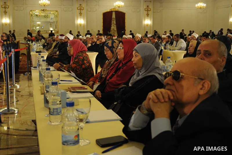 Delegations of senior muftis participate in the world conference for the Dar al-Ifta Egyptian, in cairo, on August 17, 2015. Photo by Amr Sayed