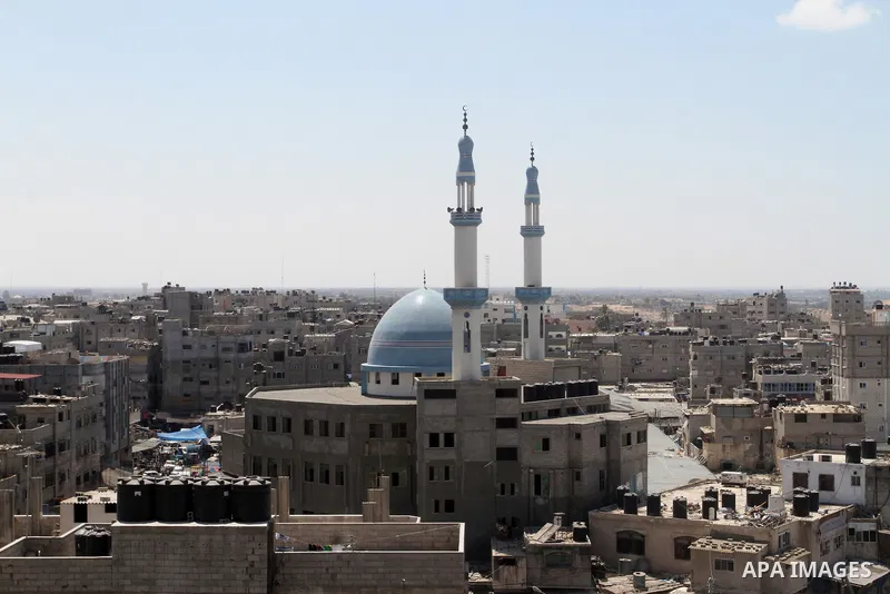 A general view show the Rafah city in the southern Gaza strip, on August 24, 2015. Photo by Abed Rahim Khatib