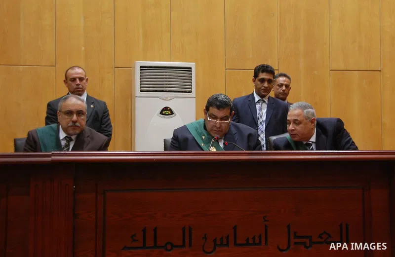 An Egyptian Judge attends the trial of Suez terrorist group, at a court, in Cairo, Egypt on August 29, 2015. Photo by Amr Sayed