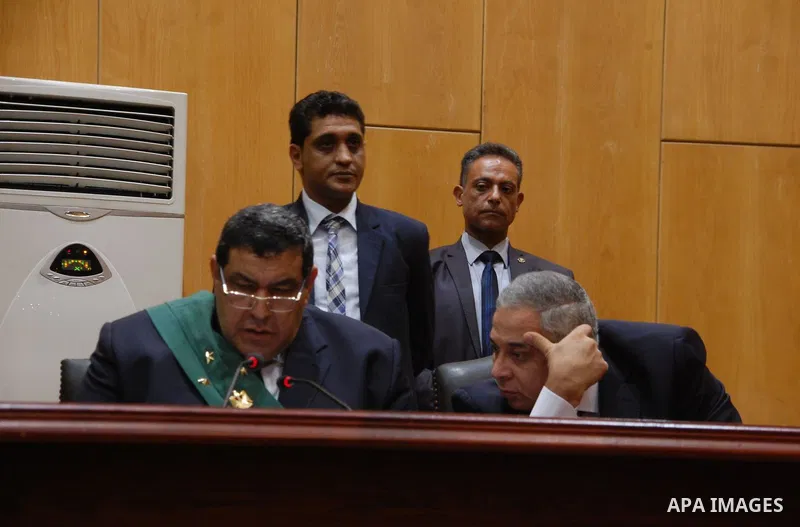 An Egyptian Judge attends the trial of Suez terrorist group, at a court, in Cairo, Egypt on August 29, 2015. Photo by Amr Sayed