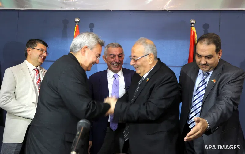 Turkish ambassador to the Palestinian Authority Mustafa Sarnch, attend a meeting with Palestinian businessmen, in Gaza city, on August 30, 2015. Photo by Mohammed Asad