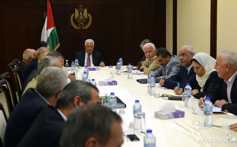 Palestinian President, Mahmoud Abbas chairs a meeting of the Executive Committee in the West Bank city of Ramallah on August 31,2015. Photo by Osama Falah
