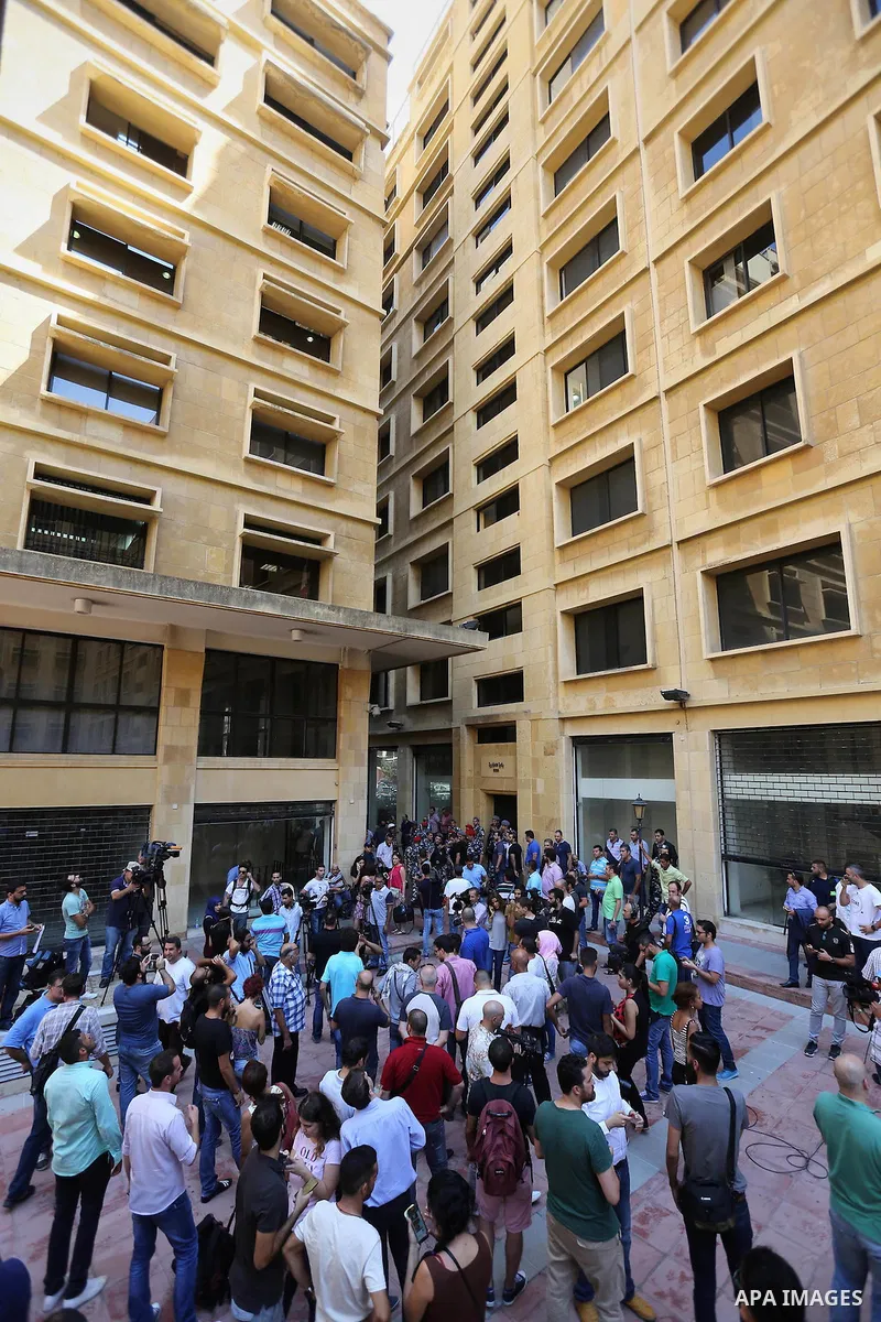 Lebanese activist clash with riot police outside the environment ministry in downtown Beirut on September 1, 2015 as Lebanese police started forcefully evacuating protesters who had occupied part of the building in a sur...