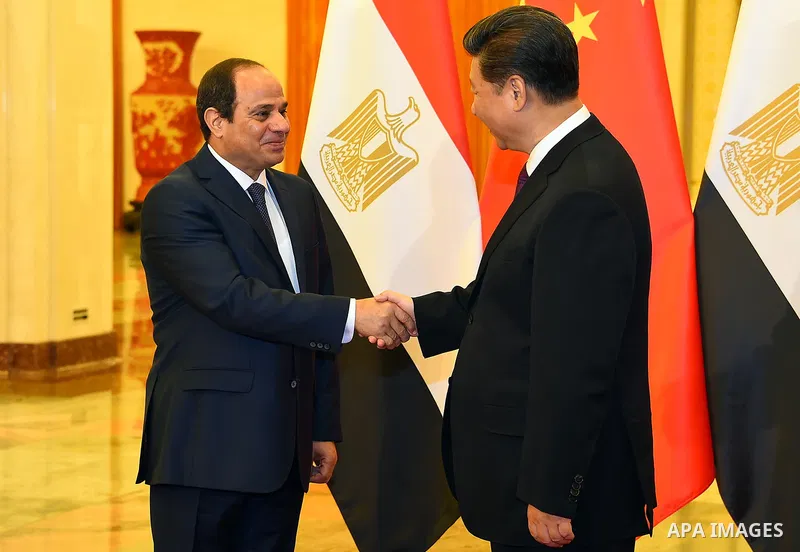 Egyptian President Abdel-Fattah al-Sisi meets with Chinese President Xi Jinping in Beijing, capital of China, Sept. 2, 2015, to attend events commemorating the 70th anniversary of the victory in the Chinese People's War...