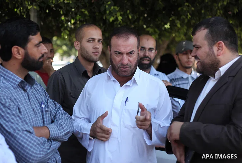 Leader of Hamas movement Fathi Hammad, attends the opening of the exhibition of the al-Qassam mock prisons, in Gaza city, on Sep. 02, 2015. Photo by Ashraf Amra