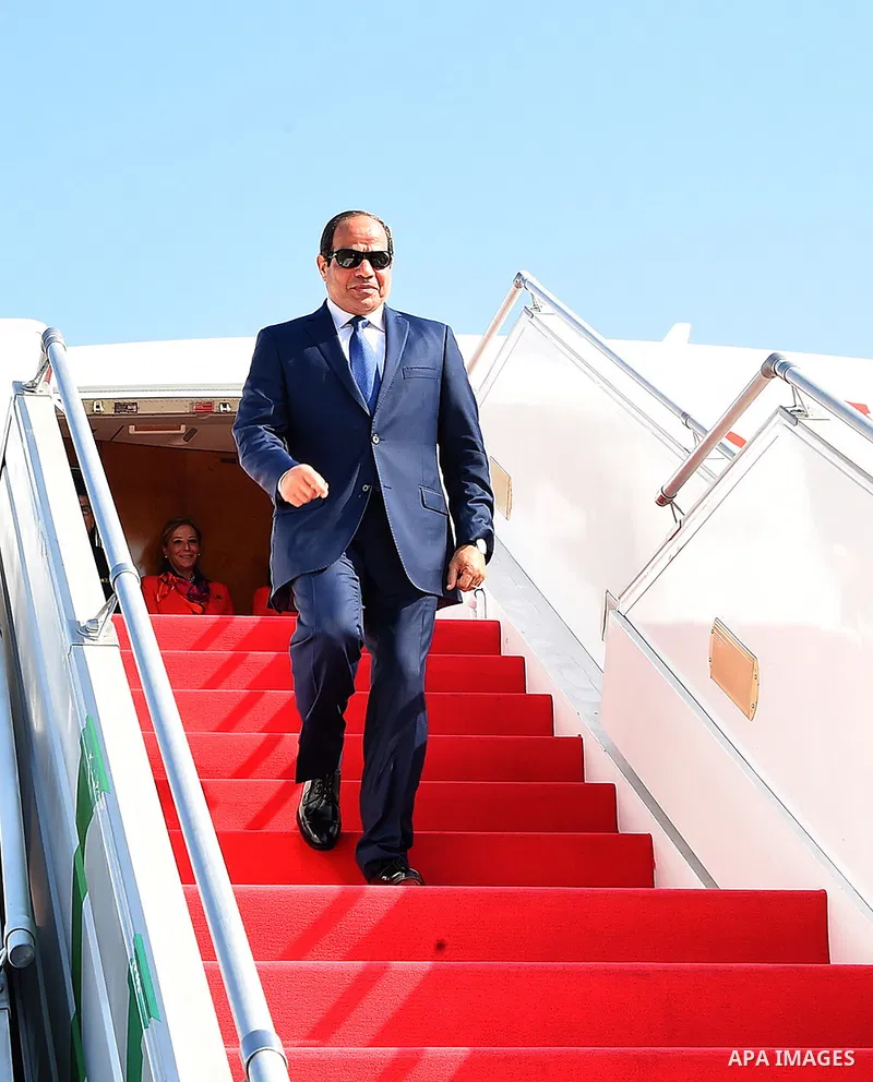 Egypt's President Abdel Fattah al-Sisi arrives at Jakarta airport on September 4, 2015. Al-Sisi, who arrived from Beijing, is on the final stop of his near week-long Asian trip. Photo by Egyptian President Office