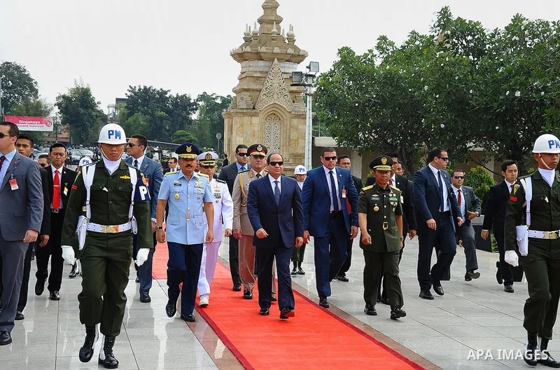 Egypt's President Abdel Fattah al-Sisi visits the National Cemetery of Heroes Kalipata in Indonesia on September 5, 2015. Al-Sisi, who arrived from Beijing, is on the final stop of his near week-long Asian trip. Photo by...