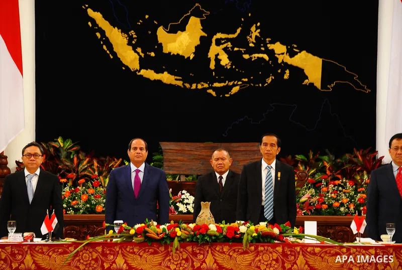 Egypt's President Abdel Fattah al-Sisi meets with Indonesia's President Joko Widodo in Indonesia on September 5, 2015. Al-Sisi, who arrived from Beijing, is on the final stop of his near week-long Asian trip. Photo by Eg...