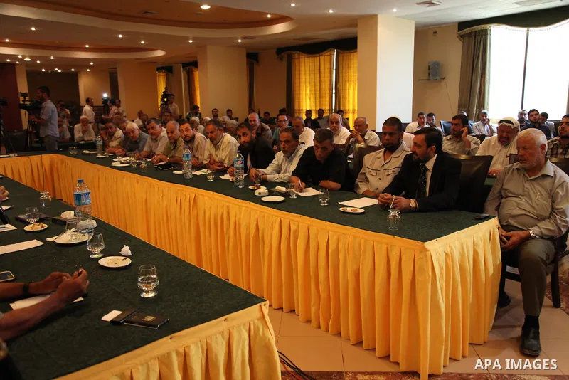 Leaders of Palestinian factions, attend a meeting in Gaza city on Sep. 05, 2015. Photo by Ashraf Amra
