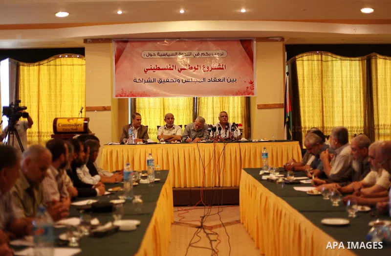 Leaders of Palestinian factions, attend a meeting in Gaza city on Sep. 05, 2015. Photo by Ashraf Amra