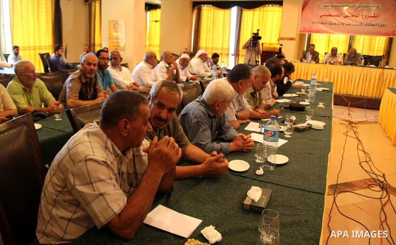 Leaders of Palestinian factions, attend a meeting in Gaza city on Sep. 05, 2015. Photo by Ashraf Amra