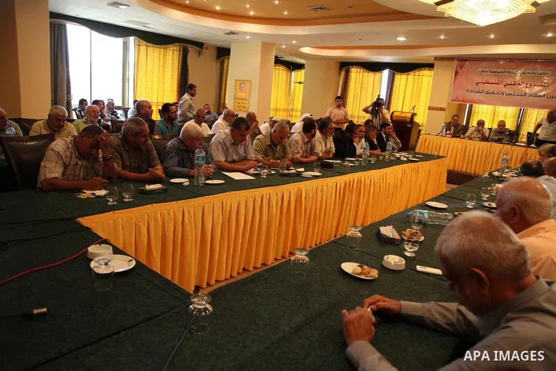 Leaders of Palestinian factions, attend a meeting in Gaza city on Sep. 05, 2015. Photo by Ashraf Amra