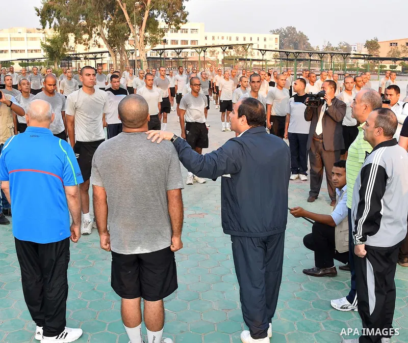 Egypt's President Abdel Fattah al-Sisi visits the military college in Cairo, September 6, 2015. Photo by Egyptian President Office