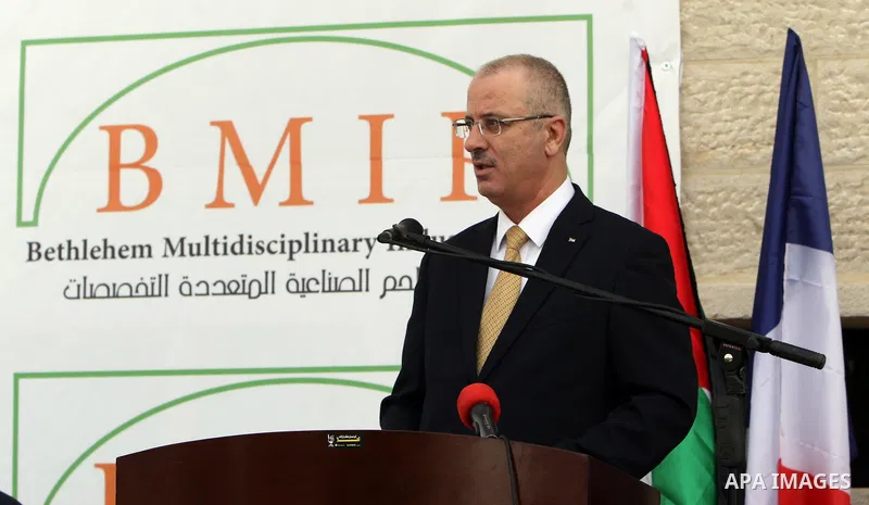 Palestinian Prime Minister Rami Hamdallah participates in the opening of the first phase of the Bethlehem industrial area, in the West Bank city of Bethlehem on Sep. 7, 2015. Photo by Prime Minister Office