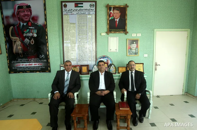 Palestinians celebrate in the Jordanian hospital to support of Prince Ali bin Hussein in the election of the president of FIFA, in Gaza city on September 13, 2015. Prince Ali Bin al-Hussein of Jordan, beaten by Sepp Blat...