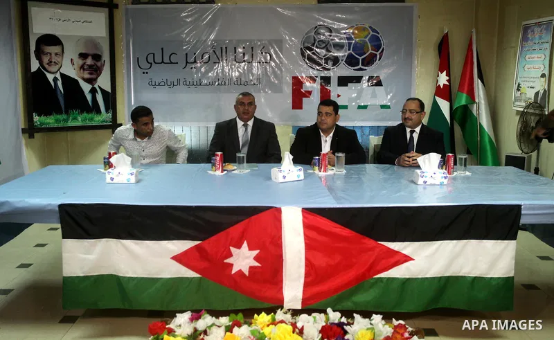 Palestinians celebrate in the Jordanian hospital to support of Prince Ali bin Hussein in the election of the president of FIFA, in Gaza city on September 13, 2015. Prince Ali Bin al-Hussein of Jordan, beaten by Sepp Blat...