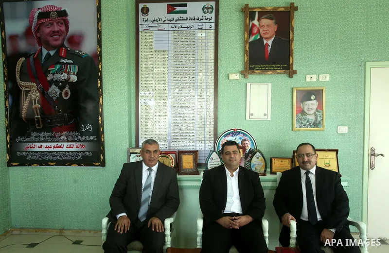 Palestinians celebrate in the Jordanian hospital to support of Prince Ali bin Hussein in the election of the president of FIFA, in Gaza city on September 13, 2015. Prince Ali Bin al-Hussein of Jordan, beaten by Sepp Blat...