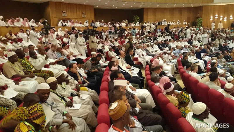 Muslim pilgrims attend the 16th conference of "Muslim youth and Media" during the annual haj pilgrimage in Mecca September 16, 2015. According to the Muslims holy book the Koran, the Kaaba was built by Abraham and his so...
