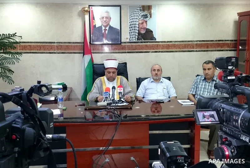 Palestinian Minister of Religious Affairs Yousef Adeis, speaks during a press conference in Mecca on September 15, 2015. According to the Muslims holy book the Koran, the Kaaba was built by Abraham and his son Ismael, af...