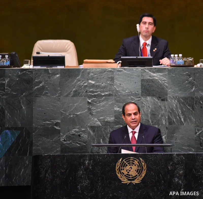 Egyptian President Abdel-Fattah el-Sissi, attends the opening of the United Nations General Assembly, in New York September 28, 2015. Photo by Egyptian Presidency Office