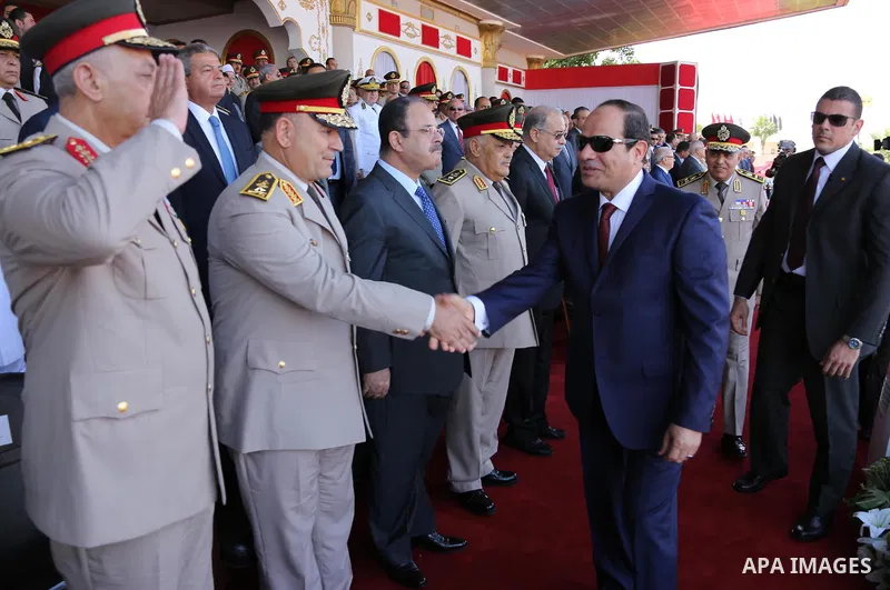 Egyptian President Abdel Fattah al-Sisi attends a celebration marking the 42 anniversary of October 6th 1973 war, when Egypt and Syria declared the war against Israel to return what they call their occupied land, Sinai o...