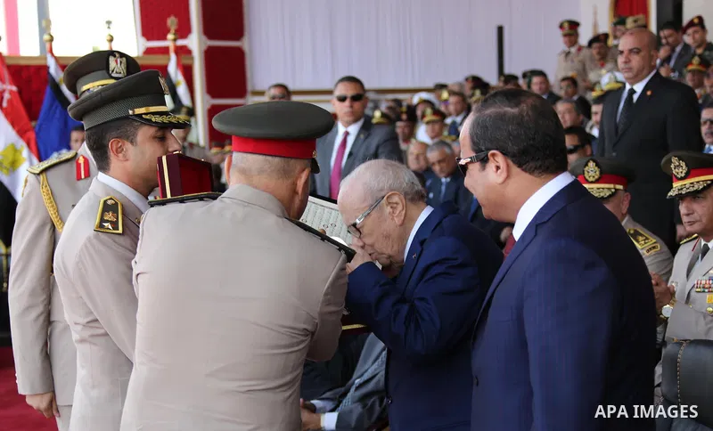 Egyptian President Abdel Fattah al-Sisi attends a celebration marking the 42 anniversary of October 6th 1973 war, when Egypt and Syria declared the war against Israel to return what they call their occupied land, Sinai o...