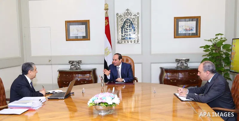 Egyptain President Abdel Fattah al-Sisi meets with Mohammed Shaker Almraqbi Minister of Electricity and Renewable Energy in Cairo, Egypt, October 10, 2015. Photo by Egyptian President Office