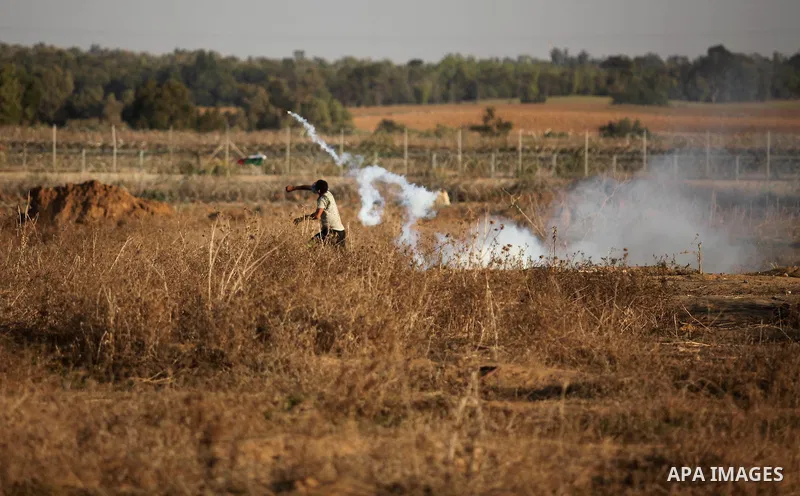 Palestinian protesters clash with Israeli security forces near the border between Israel and Central Gaza Strip east of Bureij on October 17, 2015. At least 40 Palestinians and seven Israelis have died in more than two w...