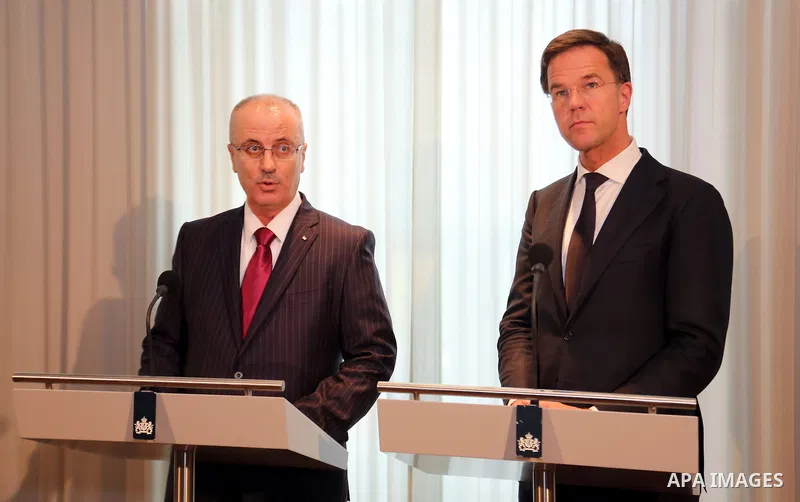 Palestinian Prime Minister Rami Hamdallah speaks during a joint press conference with Dutch Prime Minister Mark Rutte in Catshuis in The Hague, The Netherlands, 29 October 2015. The leaders met on the occasion of a secon...