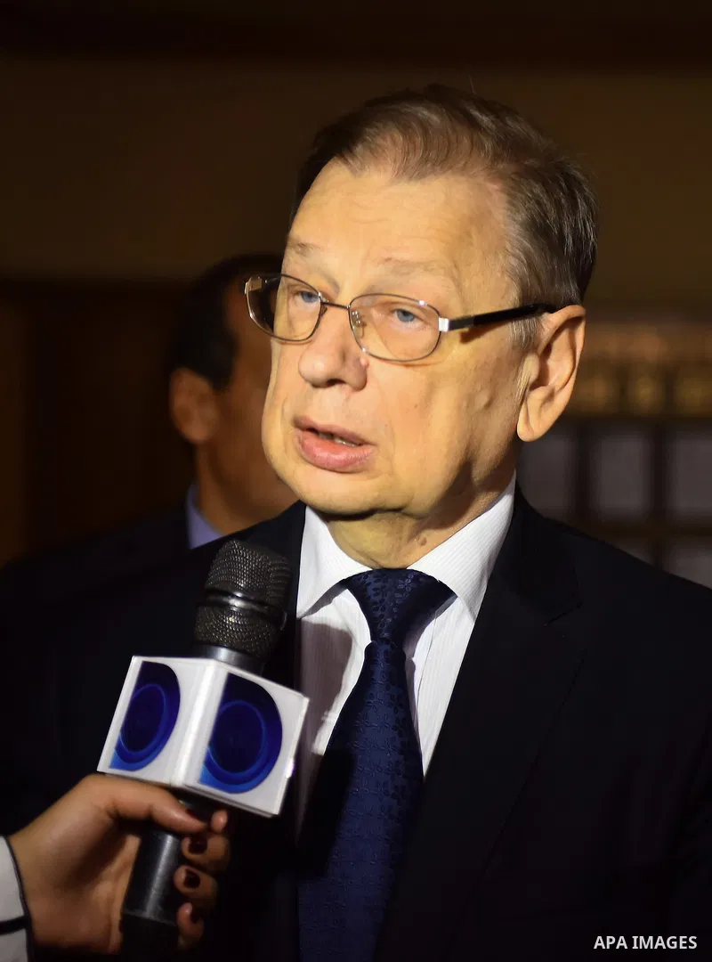 Russian Ambassador to Egypt Sergei Kerbachenko speaks to the media at the Russian embassy in Cairo, Egypt, November 2, 2015. An Airbus A321, operated by Russian airline Kogalymavia under the brand name Metrojet, carrying...