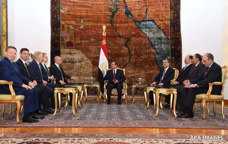 Egyptian President Abdel Fattah al-Sisi with Sergei Kirienko, director general of the Russian atomic energy agency Rosatom, at the Presidential Palace in Cairo on November 19, 2015. Photo by Egyptian President Office