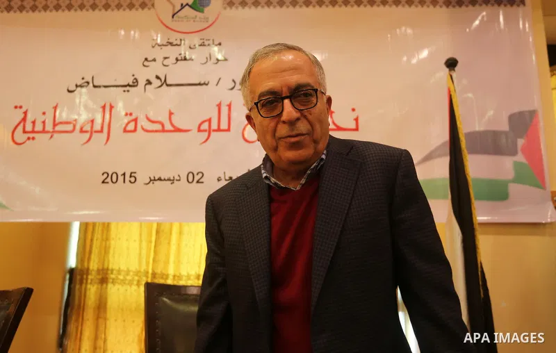 Former Palestinian Prime Minister Salam Fayyad take part during intellectual lecture in Gaza city on December 2, 2015. Fayyad was invited to the Gaza Strip by the Beit al-Hikma (House of Wisdom) organization headed by Ah...
