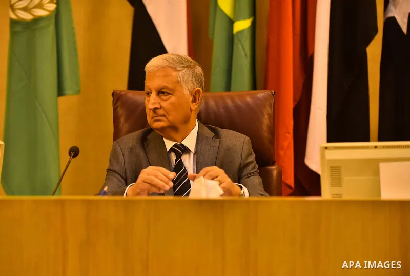 Members of Arab thought foundation take part in a meeting in the Arab League's headquarters in the Egyptian capital, Cairo, on Dec. 06, 2015. The Arab Thought Foundation is an international independent non-governmental o...