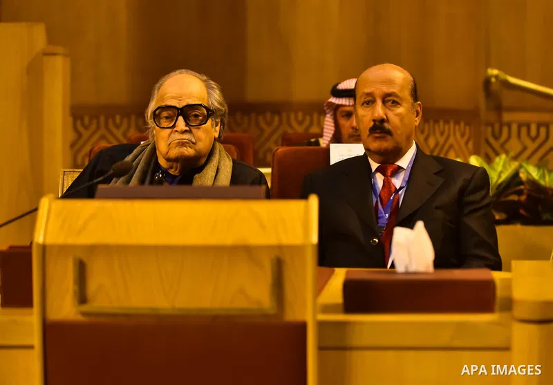 Members of Arab thought foundation take part in a meeting in the Arab League's headquarters in the Egyptian capital, Cairo, on Dec. 06, 2015. The Arab Thought Foundation is an international independent non-governmental o...