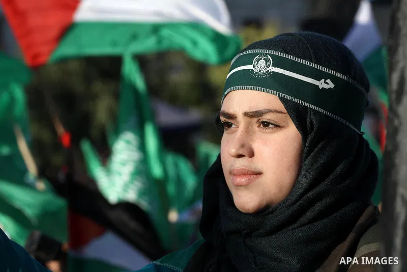 Palestinian women take part during a rally in Gaza City December 6, 2015 in support of Palestinian stabbing attacks against Israelis. Israeli forces on Sunday detained a Palestinian schoolgirl who was allegedly carrying...