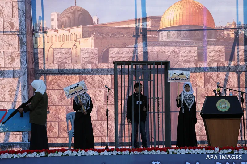 Palestinian women take part during a rally in Gaza City December 6, 2015 in support of Palestinian stabbing attacks against Israelis. Israeli forces on Sunday detained a Palestinian schoolgirl who was allegedly carrying...