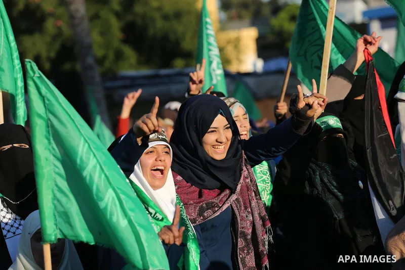 Palestinian women take part during a rally in Gaza City December 6, 2015 in support of Palestinian stabbing attacks against Israelis. Israeli forces on Sunday detained a Palestinian schoolgirl who was allegedly carrying...