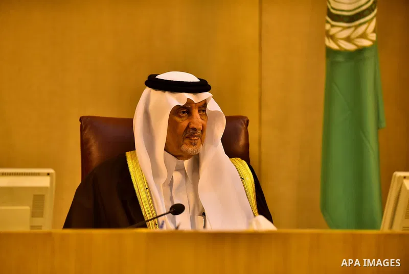 Saudi Prince Khaled Al-Faisal, founder of the Arab Thought Foundation speaks during a meeting in the Arab League's headquarters in the Egyptian capital, Cairo, on Dec. 07, 2015. The Arab Thought Foundation is an internat...
