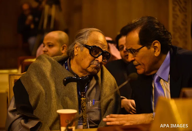 Members of Arab thought foundation take part in a meeting in the Arab League's headquarters in the Egyptian capital, Cairo, on Dec. 07, 2015. The Arab Thought Foundation is an international independent non-governmental o...