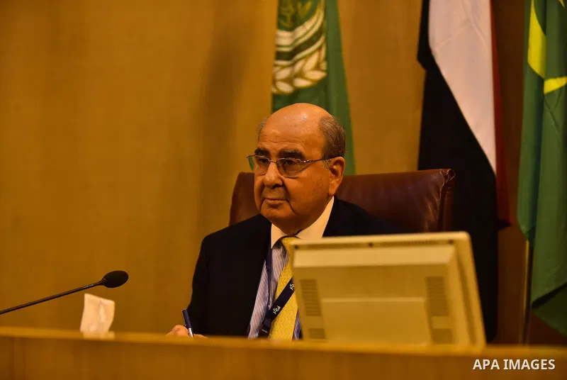 Members of Arab thought foundation take part in a meeting in the Arab League's headquarters in the Egyptian capital, Cairo, on Dec. 07, 2015. The Arab Thought Foundation is an international independent non-governmental o...