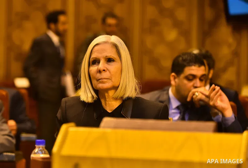 Haifa Abu Ghazaleh President of the Arab League mission attends a meeting in the Arab League's headquarters in the Egyptian capital, Cairo, on Dec. 07, 2015. The Arab Thought Foundation is an international independent no...