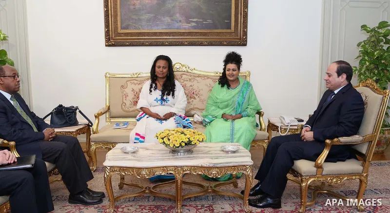 Egyptian President Abdel Fattah al-Sisi meets with Representatives of the Ethiopian People's diplomatic delegation in Cairo, Egypt, on Dec. 07, 2015. Photo by Egyptian President Office