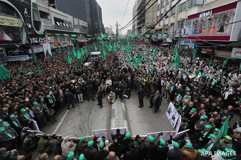 Palestinians take part in a rally marking the 28th anniversary of Hamas' founding, in Gaza City December 14, 2015. Photo by Mohammed Asad