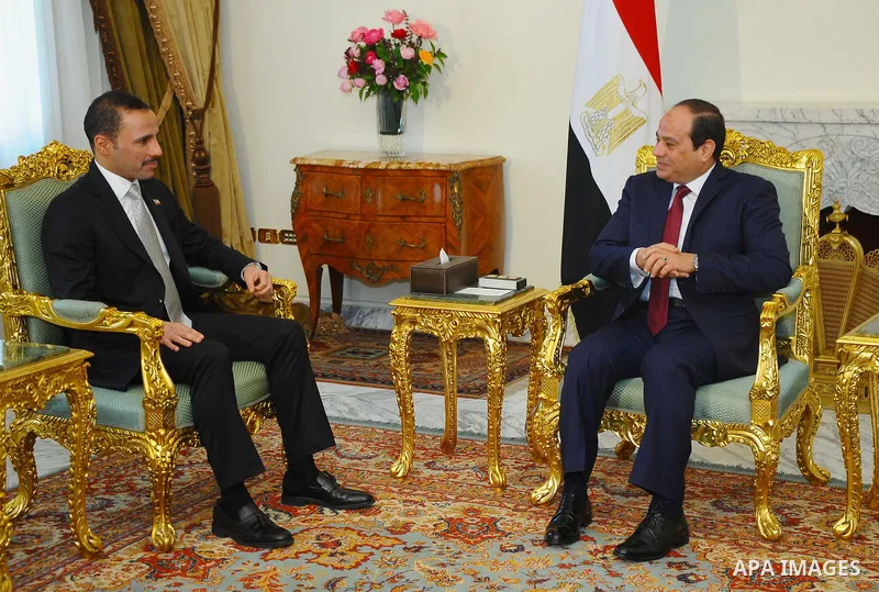 Egyptian President Abdel Fattah al-Sisi meets with Marzouq Al-Ghanim a head of Kuwaiti National Assembly in Cairo, Egypt, on Jan. 03, 2016. Photo by Egyptian President Office