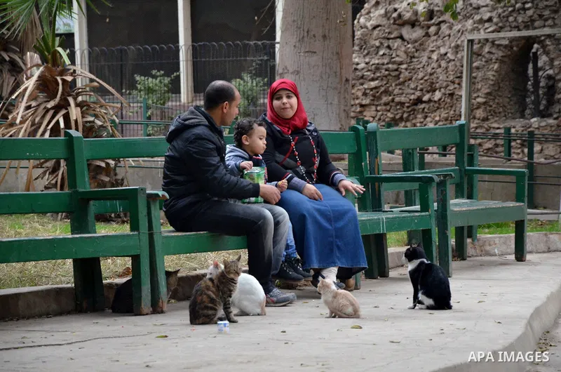 Egyptians enjoy at a zoo in a holiday, in Cairo, Egypt, on January 7, 2016. Photo by Amr Sayed