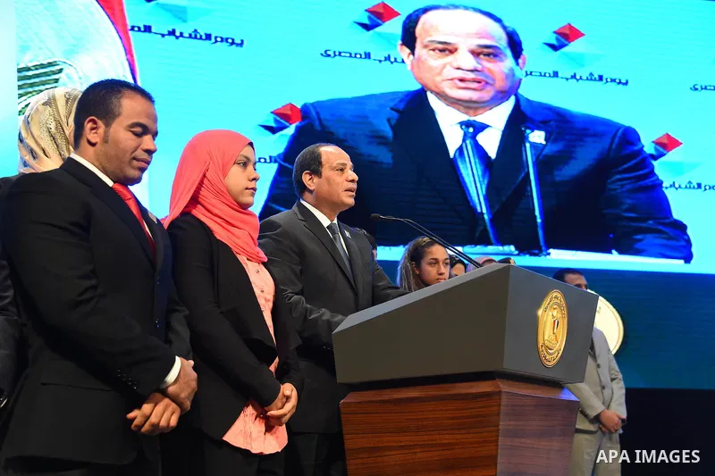 Egyptian President Abdel Fattah el-Sisi, takes part in the ceremony to mark the the Egyptian Youth Day, in Cairo on January 09, 2016. Photo by Egyptian President Office
